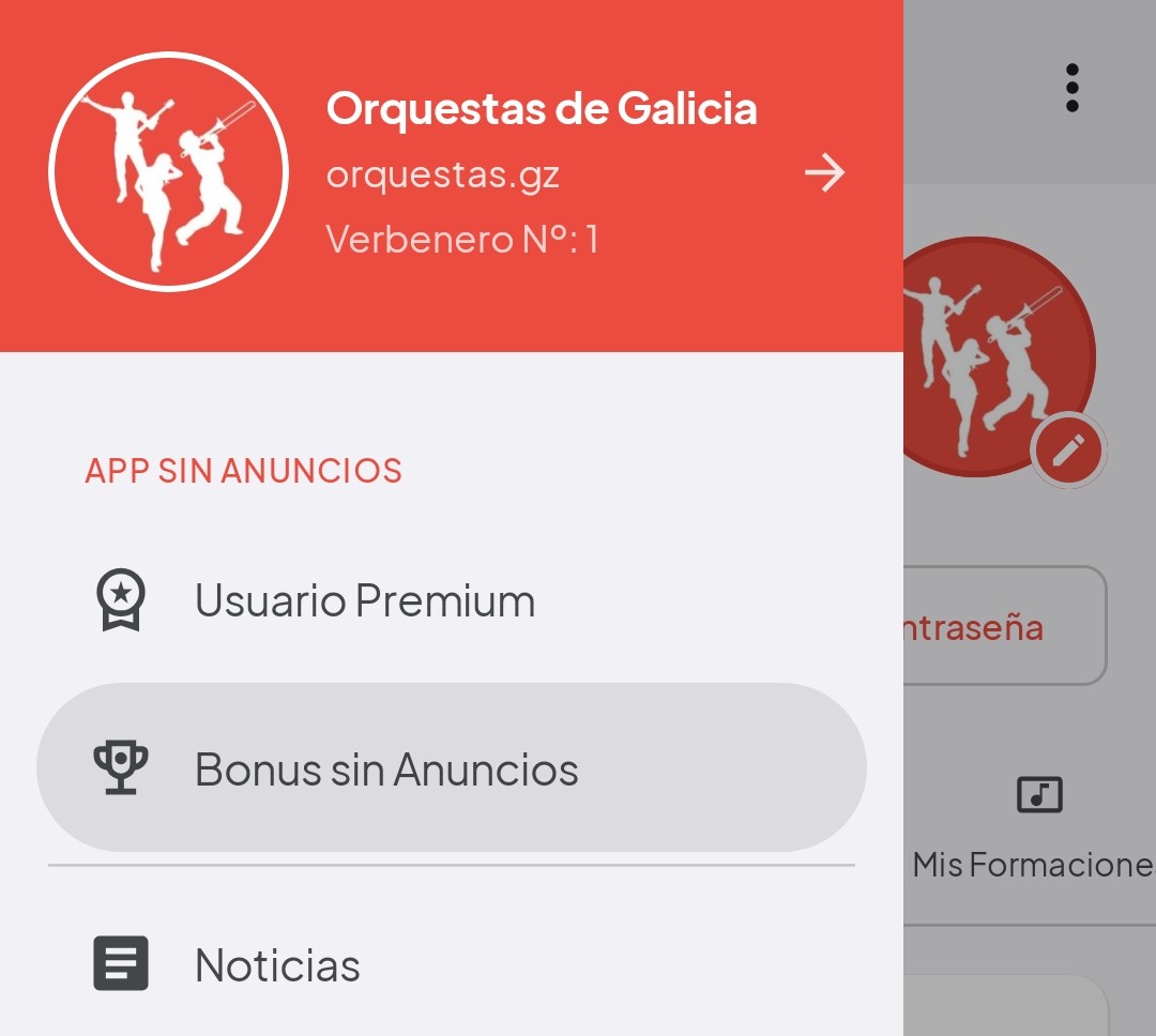 menú lateral, bonus sin anuncios